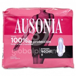 Ausonia Air Dry Compresa Noche con Alas, 9 uds