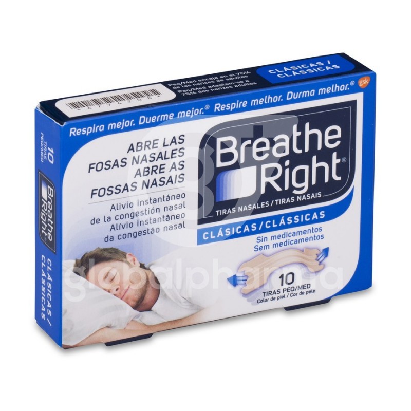 Breathe Right Tira Adhesiva Nasal Talla Pequeña-Mediana, 10 uds