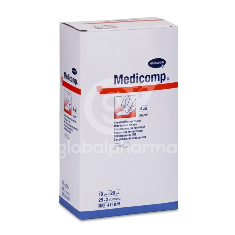 Medicomp Compresas Non Woven Aposito Esteril 10 X 20 Cm 25 Sobres 2 U
