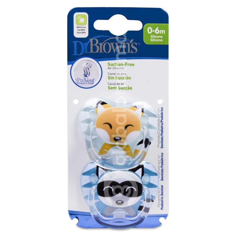 DR BROWN´S Chupete Prevent Animal Niño 0-6 Meses 2 Uds