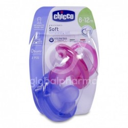 Chicco Chupete Physio Soft Silicona 6-12 Meses Rosa, 2 Unidades