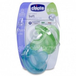 Chicco Chupete Physio Soft Silicona 6-12 Meses Azul, 2 Unidades