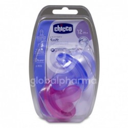 Chicco Chupete Physio Soft Silicona +12 Meses Rosa, 2 Unidades